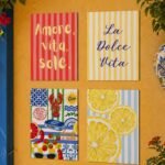 Blue Tile Pattern Table Mat Set