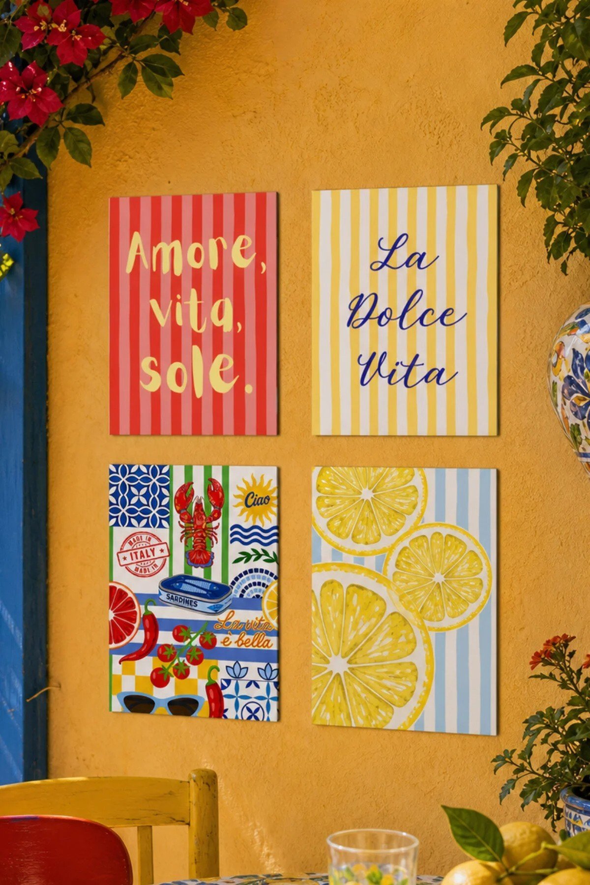 BYC15-001-04.jpg Blue Tile Pattern Table Mat Set - Image 1